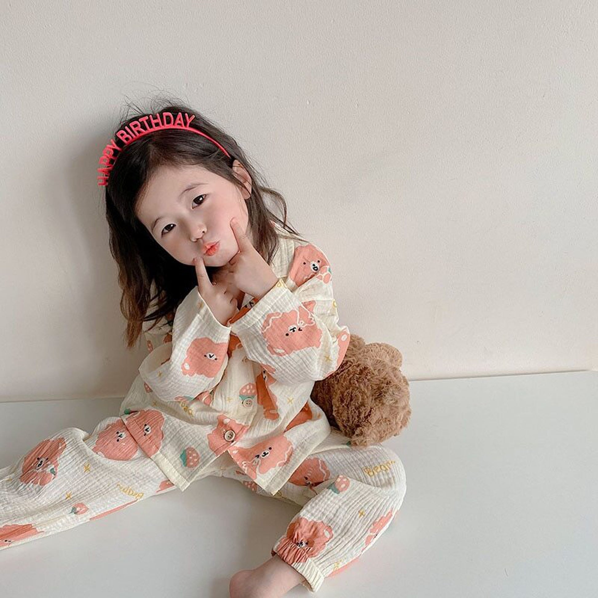 -キッズ くま ベア 長袖 パジャマ セット - mamahalo shop - 長袖パジャマ -  べビー服 - 子供服 - 男の子 - 女の子