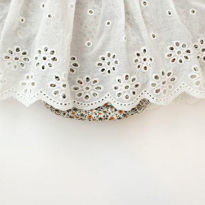 -☺︎ ベビー フラワー エプロン スカート ロンパース - mamahalo shop - 長袖ロンパース -  べビー服 - 子供服 - 男の子 - 女の子