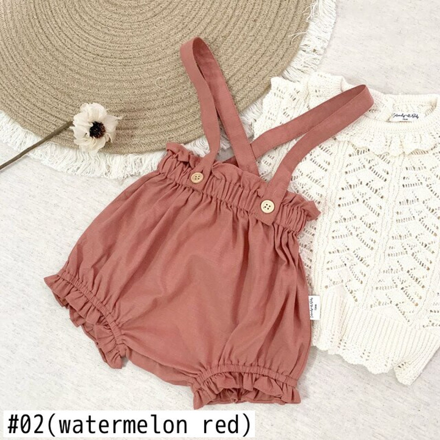 -ベビーキッズパンツ フラワー サスペンダー ブルマ フリル ショートパンツ - mamahalo shop - サロペットパンツ・サスペンダーパンツ -  べビー服 - 子供服 - 男の子 - 女の子