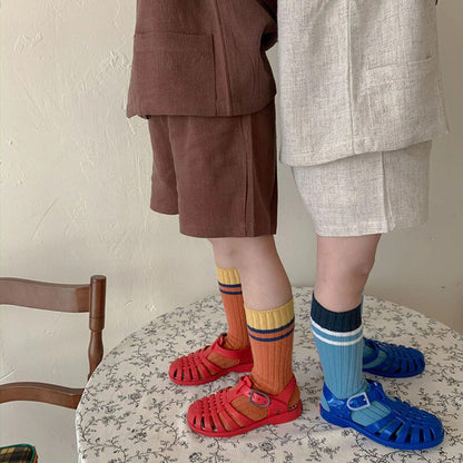 -☺︎ キッズ セットアップ 半袖シャツ ショートパンツ ベージュ/コーヒー/2カラー - mamahalo shop - 半袖セットアップ -  べビー服 - 子供服 - 男の子 - 女の子