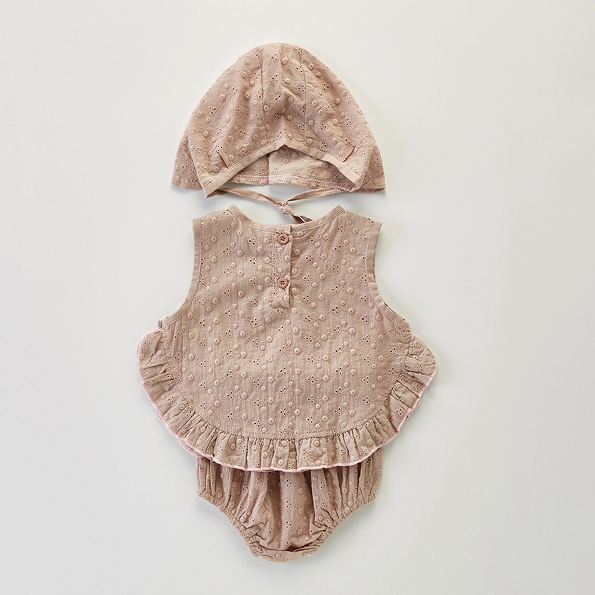 -ベビー セットアップ ノースリーブ ブラウス ブルマ パンツ ボンネット 帽子 - mamahalo shop - ノースリーブセットアップ -  べビー服 - 子供服 - 男の子 - 女の子