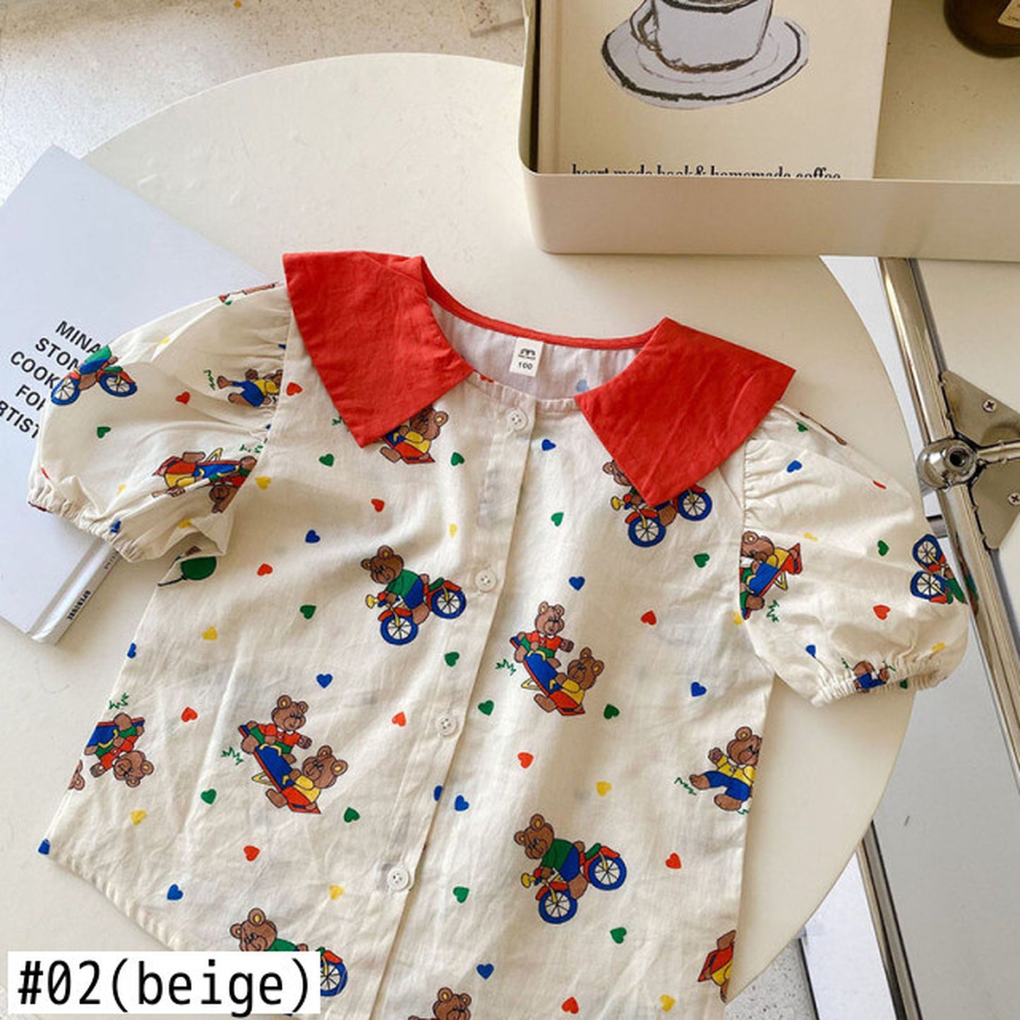 -キッズ くま ベア カラフル 半袖 ブラウス シャツ トップス - mamahalo shop - 半袖シャツ・ブラウス -  べビー服 - 子供服 - 男の子 - 女の子