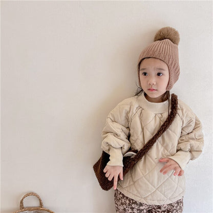 -キッズ キルティング ハイネック スウェット トレーナー【mh0000280】 - mamahalo shop - トレーナー・フーディ -  べビー服 - 子供服 - 男の子 - 女の子