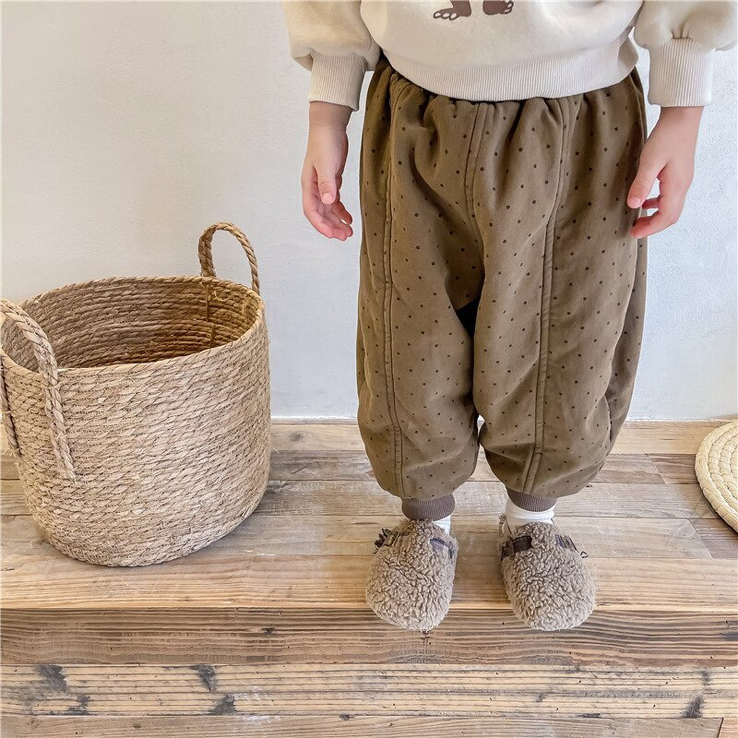 -キッズ みずたまドット 厚手 パンツ【mh0000255】 - mamahalo shop - ロングパンツ・スウェットパンツ -  べビー服 - 子供服 - 男の子 - 女の子