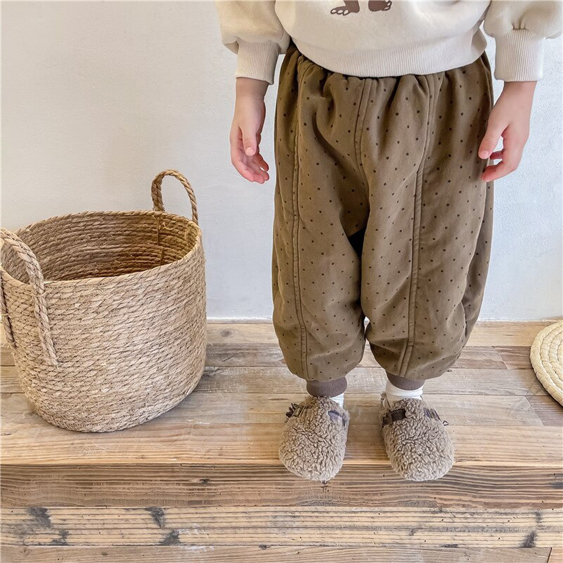 -キッズ みずたまドット 厚手 パンツ【mh0000255】 - mamahalo shop - ロングパンツ・スウェットパンツ -  べビー服 - 子供服 - 男の子 - 女の子