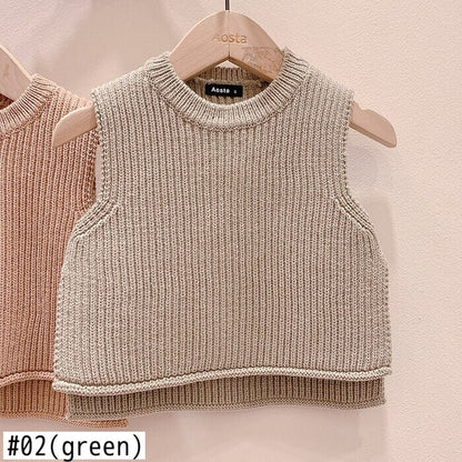 -ベビー ニット サイドオープン ベスト【mh0000314】 - mamahalo shop - ベスト -  べビー服 - 子供服 - 男の子 - 女の子