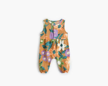 -ベビー フラワープリント ノースリーブジャンプスーツ タンクトップロンパース リゾートウェア 4カラー【mh0000482】 - mamahalo shop - ノースリーブジャンプスーツ -  べビー服 - 子供服 - 男の子 - 女の子