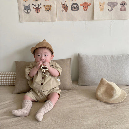 -☺︎ ベビーセットアップ 2点セット 半袖シャツ ショートパンツ 2カラー - mamahalo shop - 半袖セットアップ -  べビー服 - 子供服 - 男の子 - 女の子