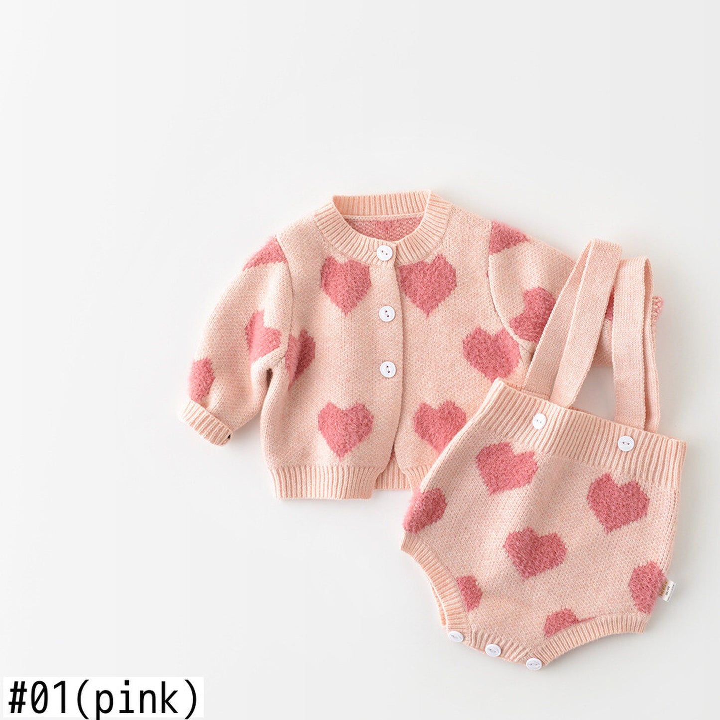 -ベビー ニット セット ハート セットアップ  ロンパース カーディガン【mh0000365】 - mamahalo shop - ロンパースセットアップ -  べビー服 - 子供服 - 男の子 - 女の子