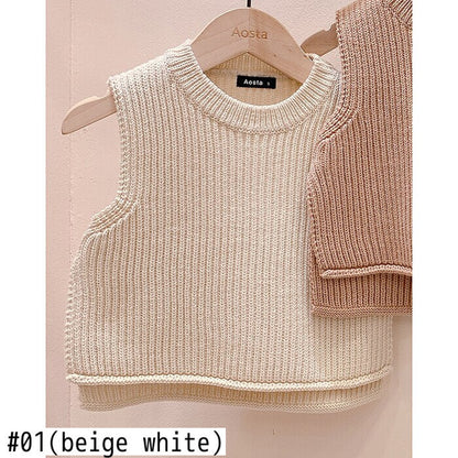 -ベビー ニット サイドオープン ベスト【mh0000314】 - mamahalo shop - ベスト -  べビー服 - 子供服 - 男の子 - 女の子