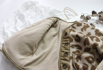 -キッズ レオパード フリース ジャケット アウター【mh0000287】 - mamahalo shop - ショートコート・ジャケット・ジャンパー -  べビー服 - 子供服 - 男の子 - 女の子