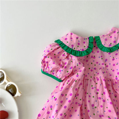 -キッズ みずたま 半袖 フリル ワンピース - mamahalo shop - 半袖ワンピース -  べビー服 - 子供服 - 男の子 - 女の子