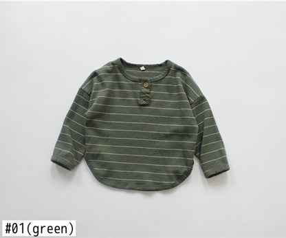 -キッズ ボーダー 長袖 Tシャツ トップス - mamahalo shop - 長袖Tシャツ -  べビー服 - 子供服 - 男の子 - 女の子