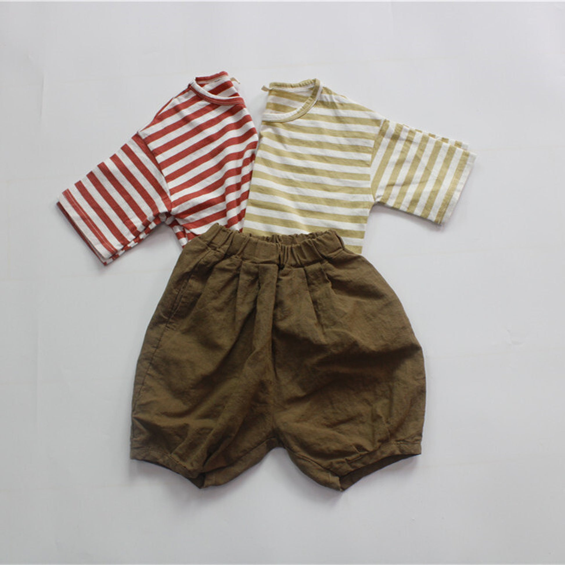 -キッズ ボーダー 半袖 ルーズ Tシャツ トップス - mamahalo shop - 半袖Tシャツ -  べビー服 - 子供服 - 男の子 - 女の子