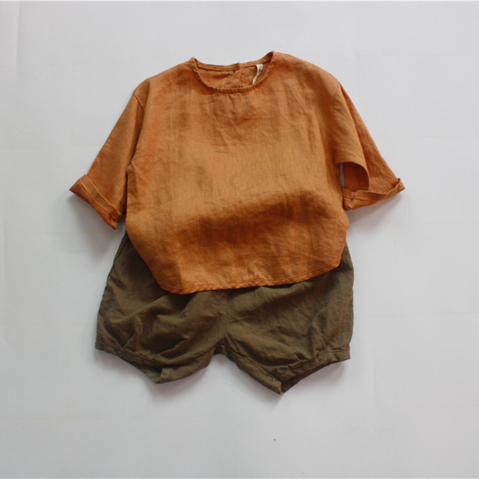 -キッズ コットンリネン 長袖 シャツ トップス - mamahalo shop - 長袖Tシャツ -  べビー服 - 子供服 - 男の子 - 女の子