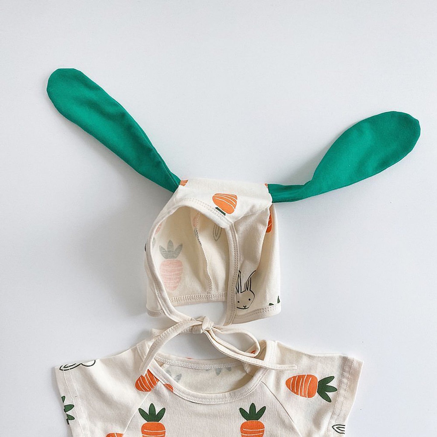 -ベビー くま うさぎ にんじん 半袖 ロンパース 帽子 セット【mh0000558】 - mamahalo shop - 半袖ロンパース -  べビー服 - 子供服 - 男の子 - 女の子