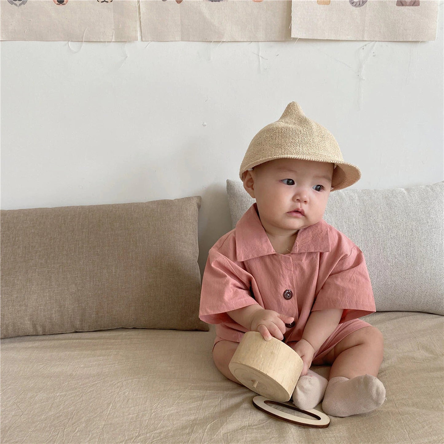 -☺︎ ベビーセットアップ 2点セット 半袖シャツ ショートパンツ 2カラー - mamahalo shop - 半袖セットアップ -  べビー服 - 子供服 - 男の子 - 女の子