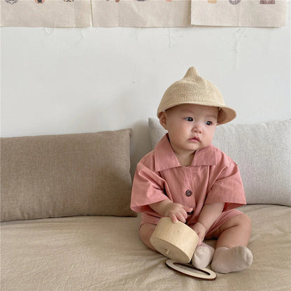 -☺︎ ベビーセットアップ 2点セット 半袖シャツ ショートパンツ 2カラー - mamahalo shop - 半袖セットアップ -  べビー服 - 子供服 - 男の子 - 女の子