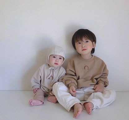 -ベビーキッズトップス スウェットシャツ レインボー 刺繍 トレーナー 2カラー【mh0000204】 - mamahalo shop - トレーナー・フーディ -  べビー服 - 子供服 - 男の子 - 女の子