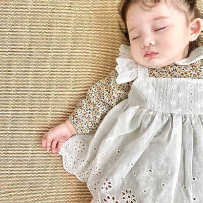 -☺︎ ベビー フラワー エプロン スカート ロンパース - mamahalo shop - 長袖ロンパース -  べビー服 - 子供服 - 男の子 - 女の子