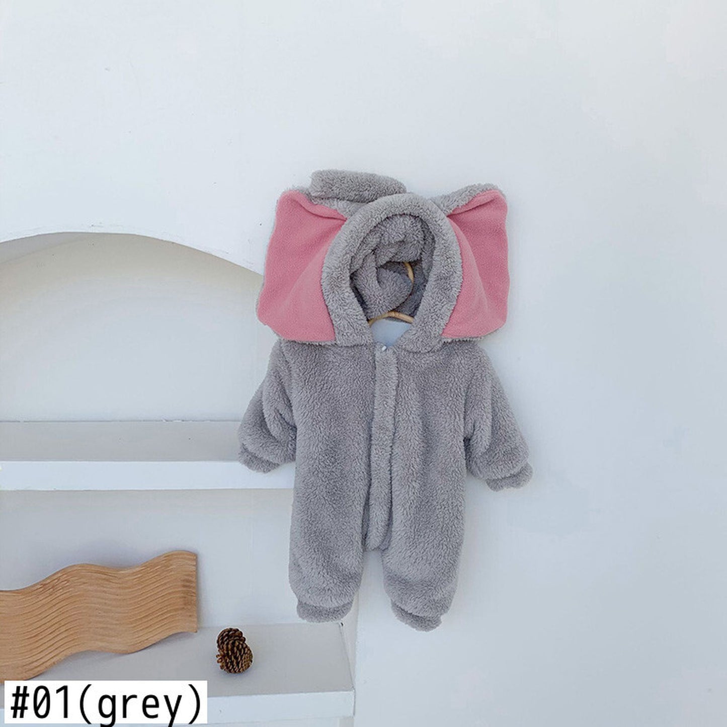 -ベビー ぞう 耳付き フーディ フリース アウター ジャンプスーツ【mh0000205】 - mamahalo shop - アウタージャンプスーツ -  べビー服 - 子供服 - 男の子 - 女の子