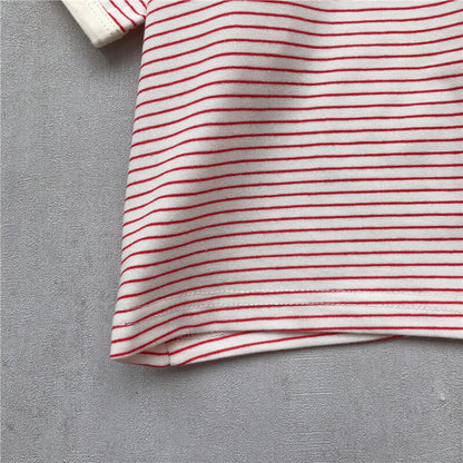 -キッズ ボーダー 半袖Tシャツ - mamahalo shop - 半袖Tシャツ -  べビー服 - 子供服 - 男の子 - 女の子