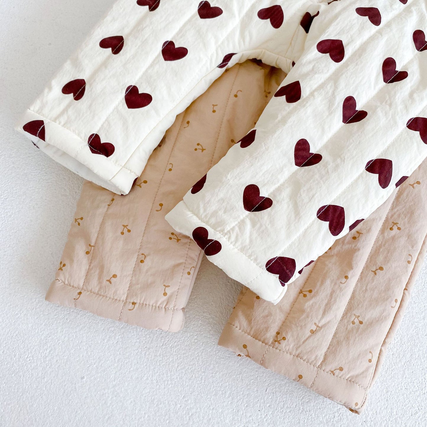 -ベビー ハート さくらんぼ チェリー フーディ アウター ジャンプスーツ - mamahalo shop - アウタージャンプスーツ -  べビー服 - 子供服 - 男の子 - 女の子