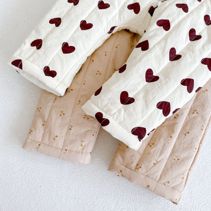 -ベビー ハート さくらんぼ チェリー フーディ アウター ジャンプスーツ - mamahalo shop - アウタージャンプスーツ -  べビー服 - 子供服 - 男の子 - 女の子