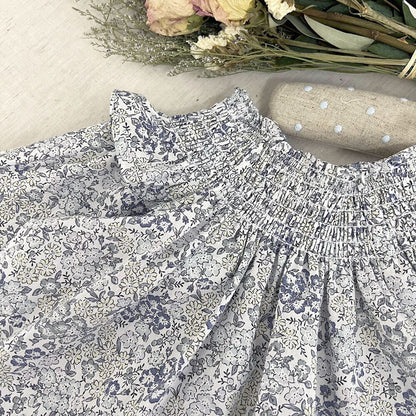 -ベビー キッズ フラワー シャーリング ボトルネック ブラウス トップス - mamahalo shop - 長袖シャツ・ブラウス -  べビー服 - 子供服 - 男の子 - 女の子