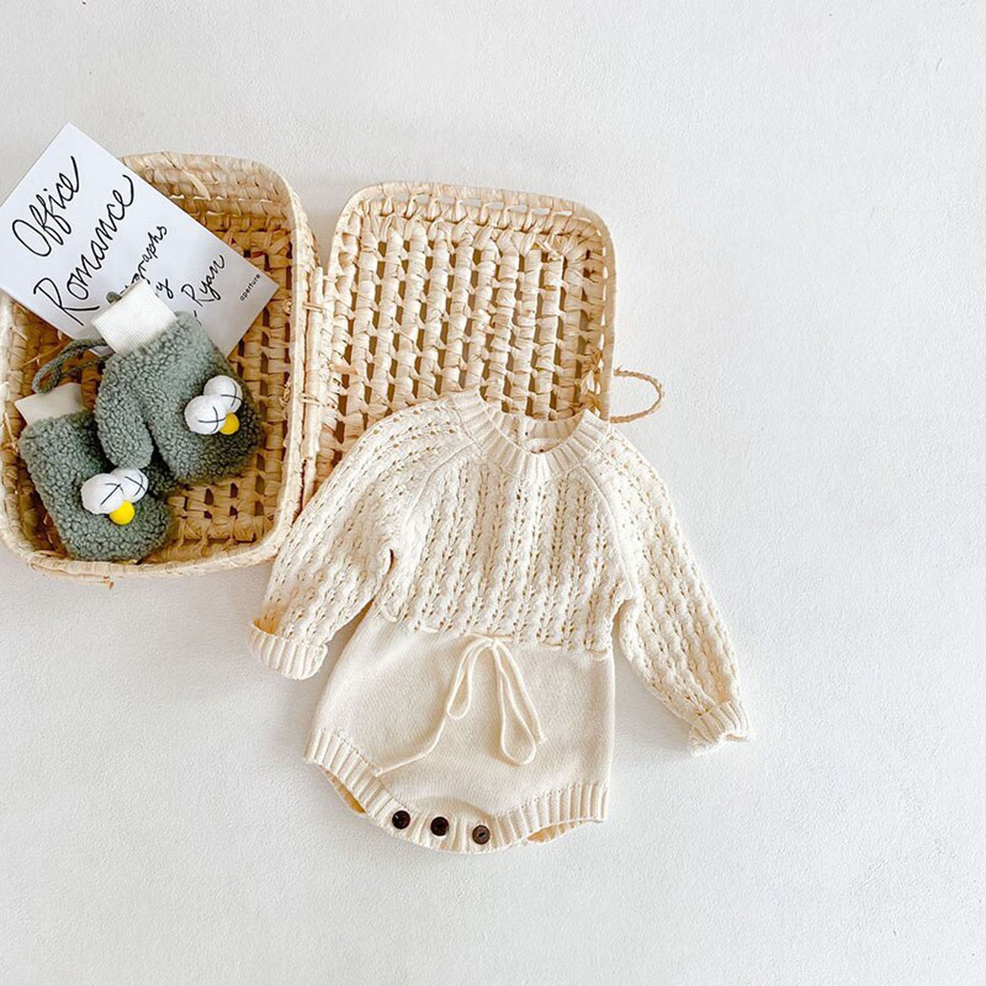 -ベビー ニット レース ロンパース【mh0000429】 - mamahalo shop - 長袖ロンパース -  べビー服 - 子供服 - 男の子 - 女の子