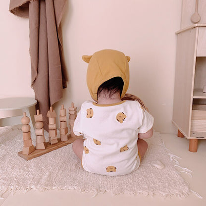 -☺︎ ベビー タイガー 虎 半袖 ロンパース 耳帽子 セット - mamahalo shop - 半袖ロンパース -  べビー服 - 子供服 - 男の子 - 女の子