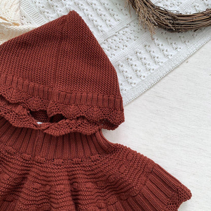 -ベビー キッズ レース ニット フーディ ボレロ ポンチョ【mh0000257】 - mamahalo shop - ショール -  べビー服 - 子供服 - 男の子 - 女の子