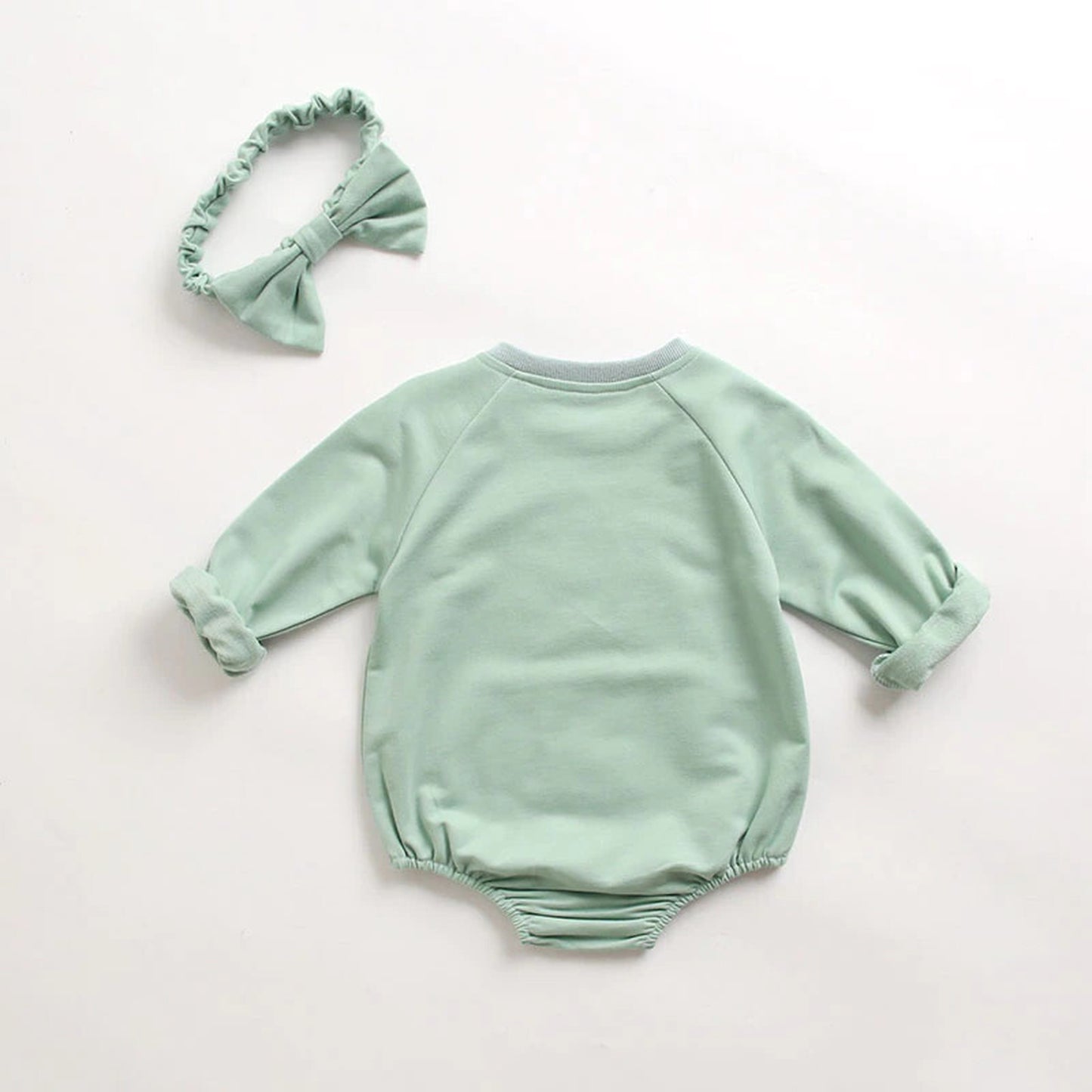 -ベビー フラワー ロンパース リボン ヘアバンド セット - mamahalo shop - 長袖ロンパース -  べビー服 - 子供服 - 男の子 - 女の子