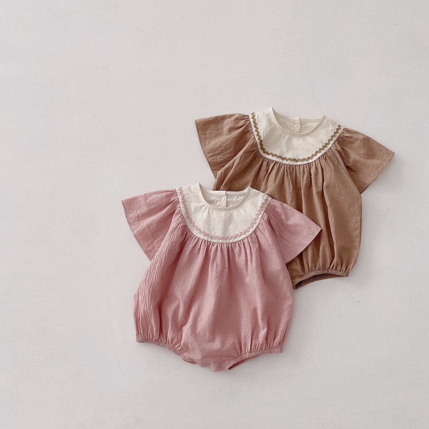 -ベビー バタフライ スリーブ ロンパース 48901799 - mamahalo shop - 半袖ロンパース -  べビー服 - 子供服 - 男の子 - 女の子