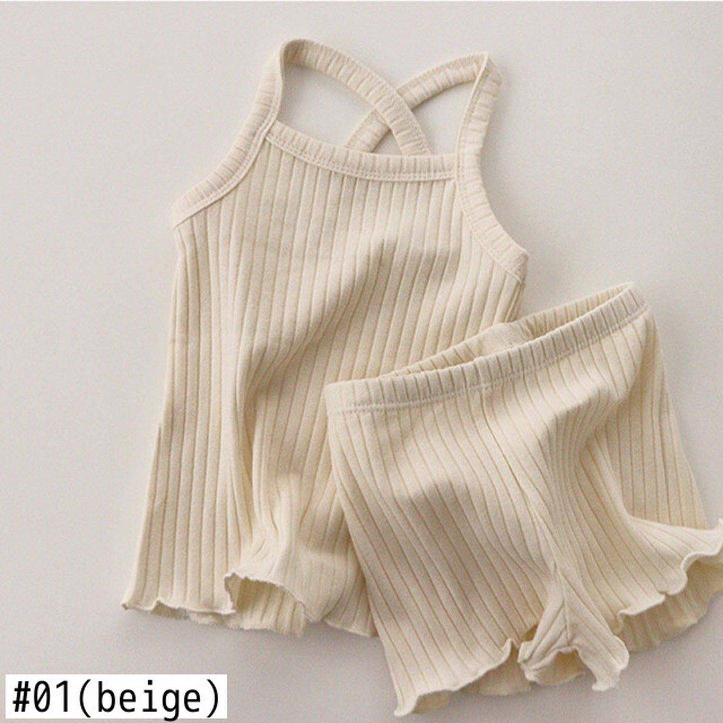 -ベビー キッズ セットアップ バッククロス キャミソール フリル パンツ【mh0000780】 - mamahalo shop - ノースリーブセットアップ -  べビー服 - 子供服 - 男の子 - 女の子