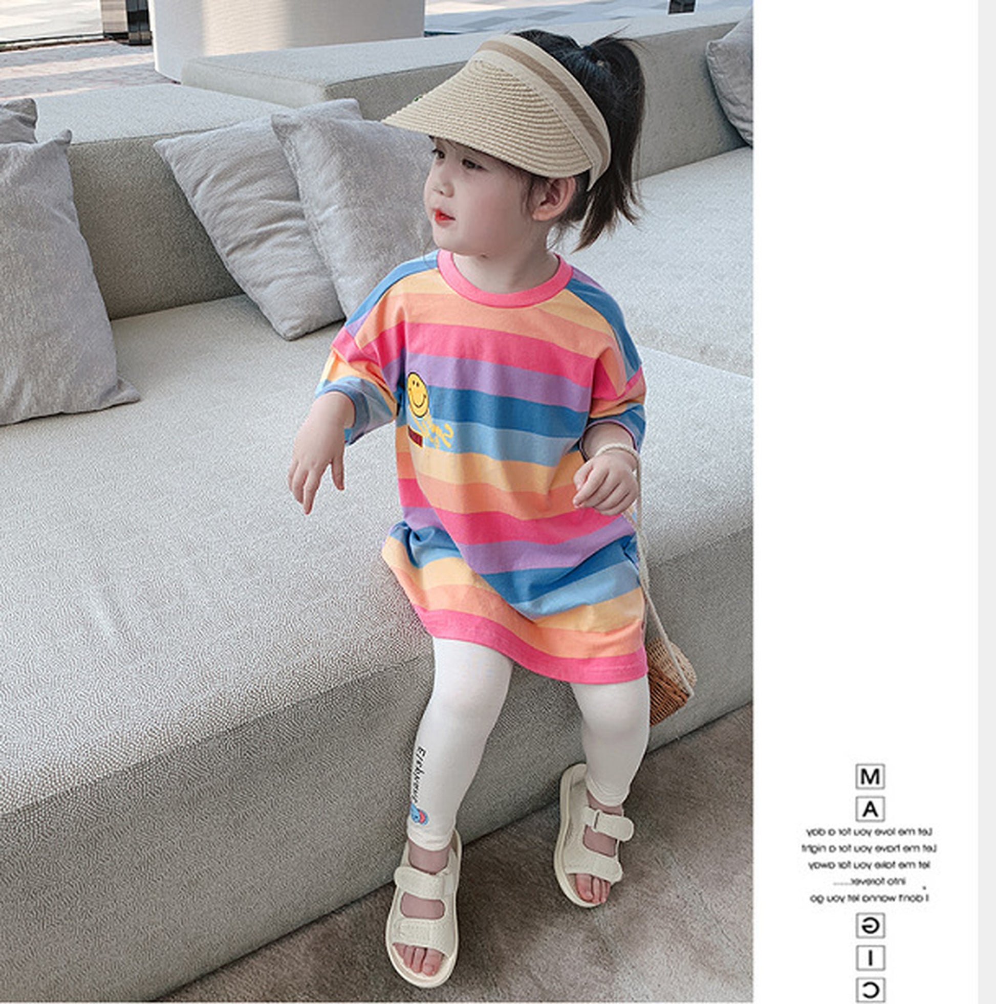 -キッズ レインボー  ロングTシャツ ワンピース - mamahalo shop - 半袖ワンピース -  べビー服 - 子供服 - 男の子 - 女の子