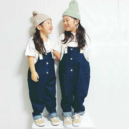 -キッズ デニム テープ サスペンダー サロペット リンク ママ お揃い コーデ【mh0000396】 - mamahalo shop - オーバーオール -  べビー服 - 子供服 - 男の子 - 女の子