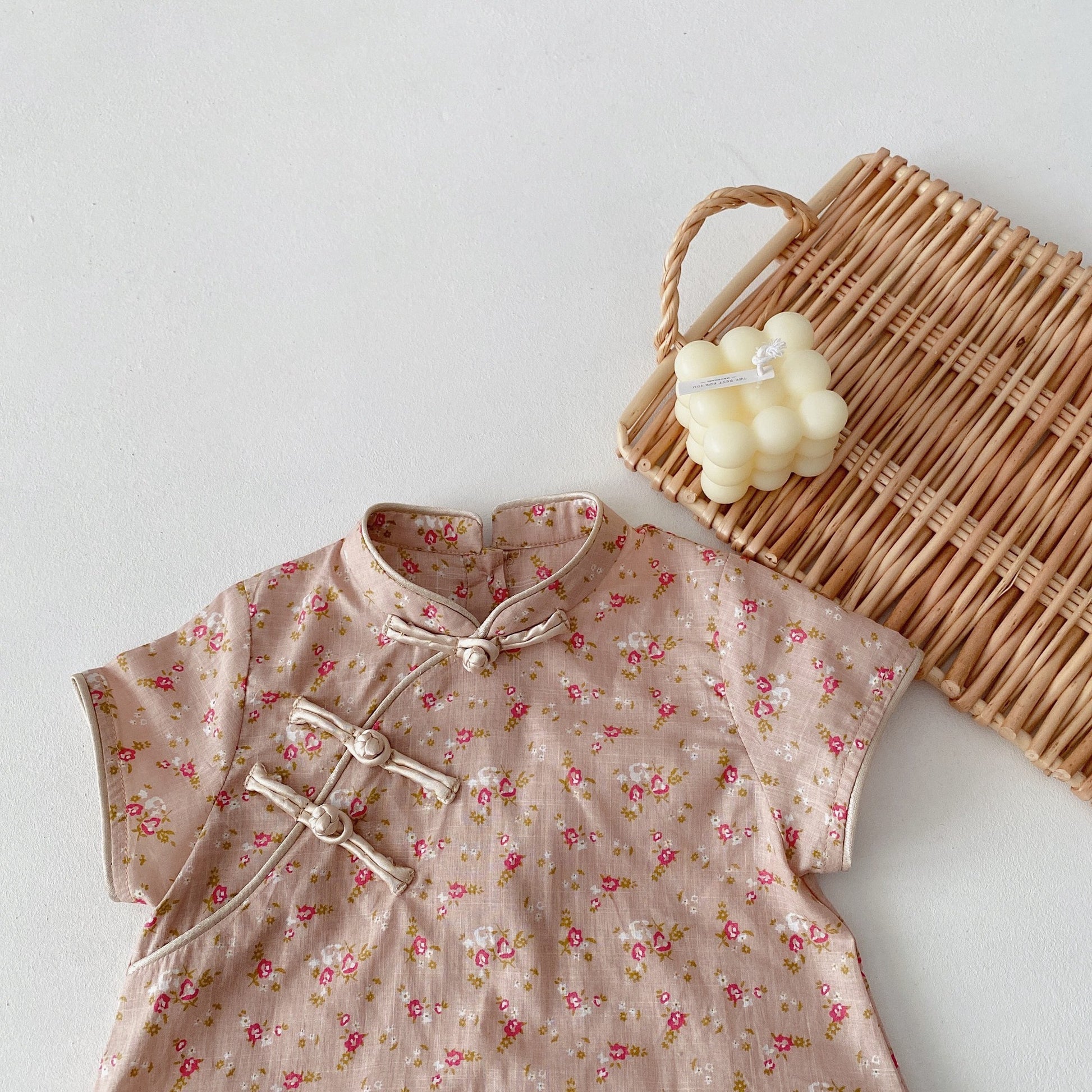 -ベビー チャイナドレス 半袖ロンパース - mamahalo shop - 半袖ロンパース -  べビー服 - 子供服 - 男の子 - 女の子