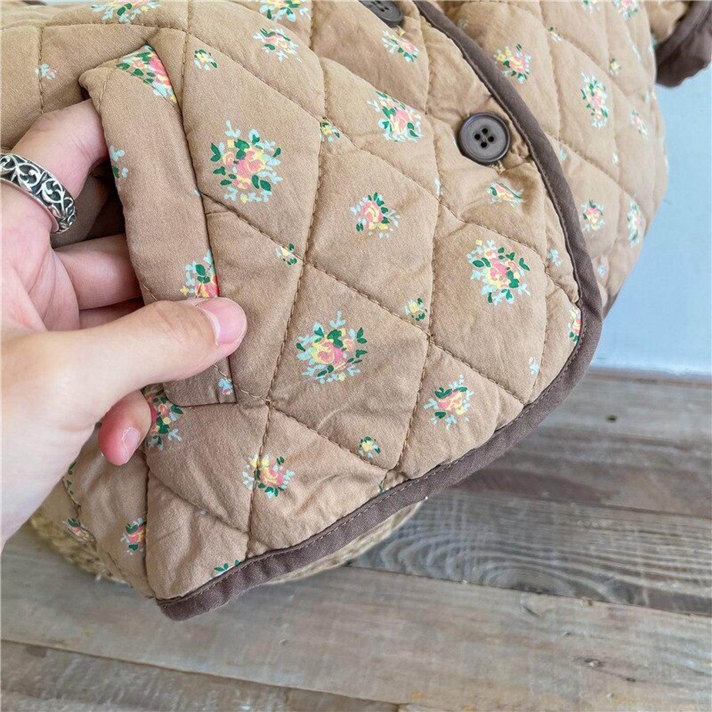 -キッズ フラワー キルティング ジャケット コート【mh0000277】 - mamahalo shop - ショートコート・ジャケット・ジャンパー -  べビー服 - 子供服 - 男の子 - 女の子