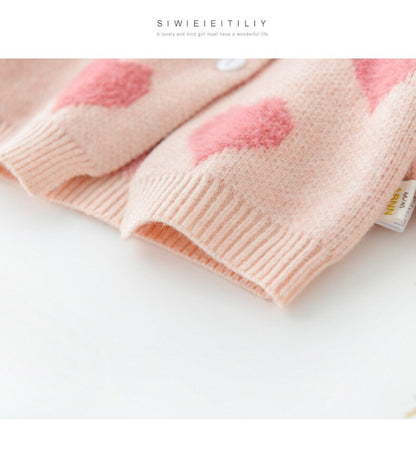 -ベビー ニット セット ハート セットアップ  ロンパース カーディガン【mh0000365】 - mamahalo shop - ロンパースセットアップ -  べビー服 - 子供服 - 男の子 - 女の子