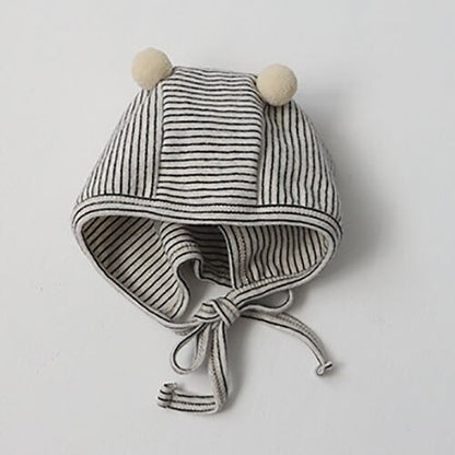 -ベビー ボーダー 足つき ロンパース ぽんぽん帽子 セット【mh0000050】 - mamahalo shop - 長袖ロンパース -  べビー服 - 子供服 - 男の子 - 女の子