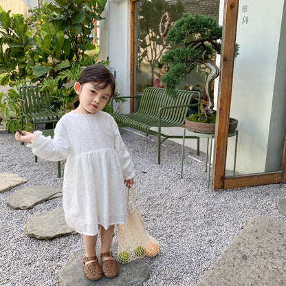 -キッズ フラワー 刺繍 ワンピース【mh0000229】 - mamahalo shop - 長袖ワンピース -  べビー服 - 子供服 - 男の子 - 女の子