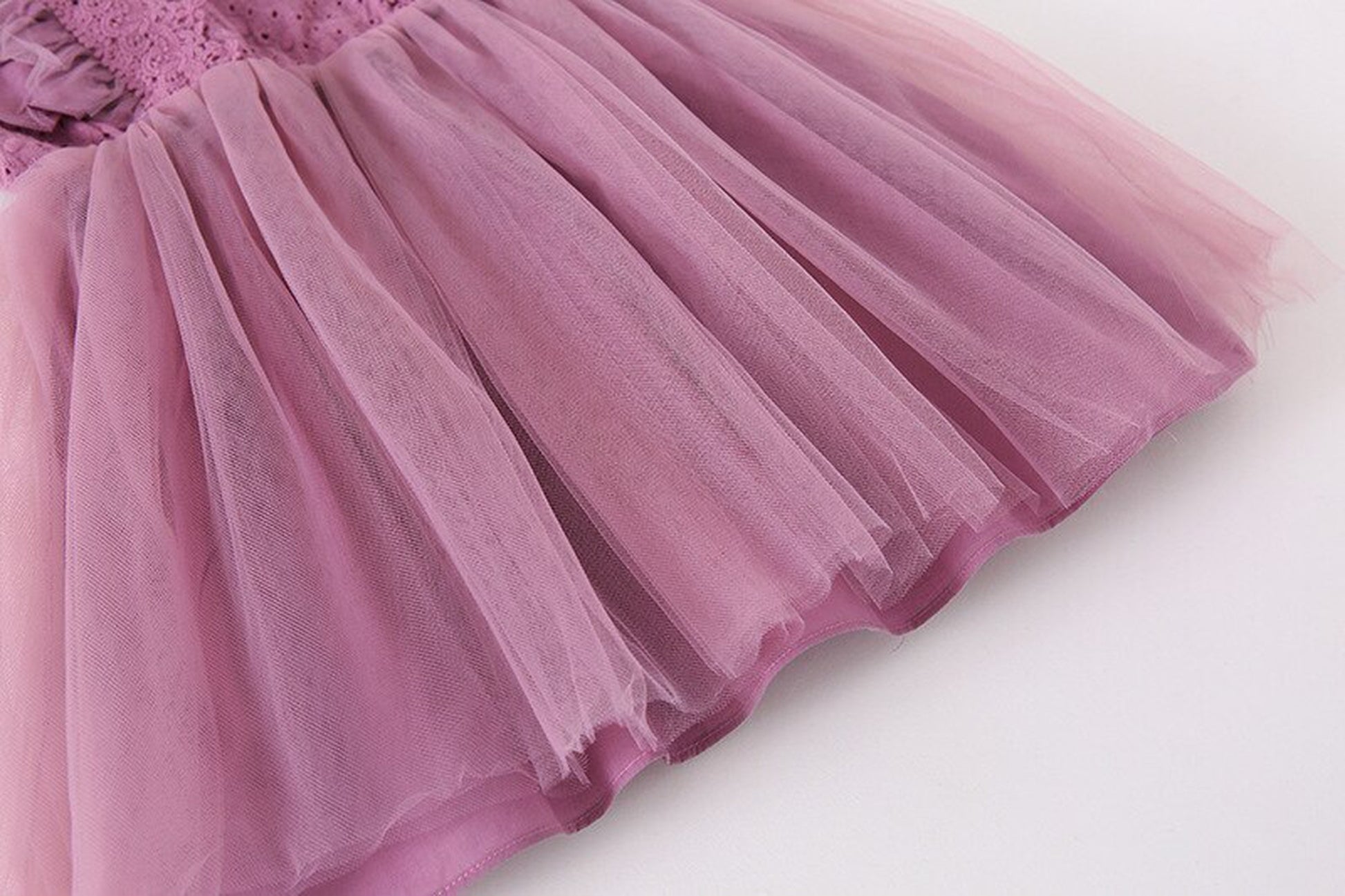 -キッズワンピース チュチュチュール ドレスワンピース フリルスリーブ ホワイト/パープル/2カラー - mamahalo shop - ノースリーブワンピース -  べビー服 - 子供服 - 男の子 - 女の子