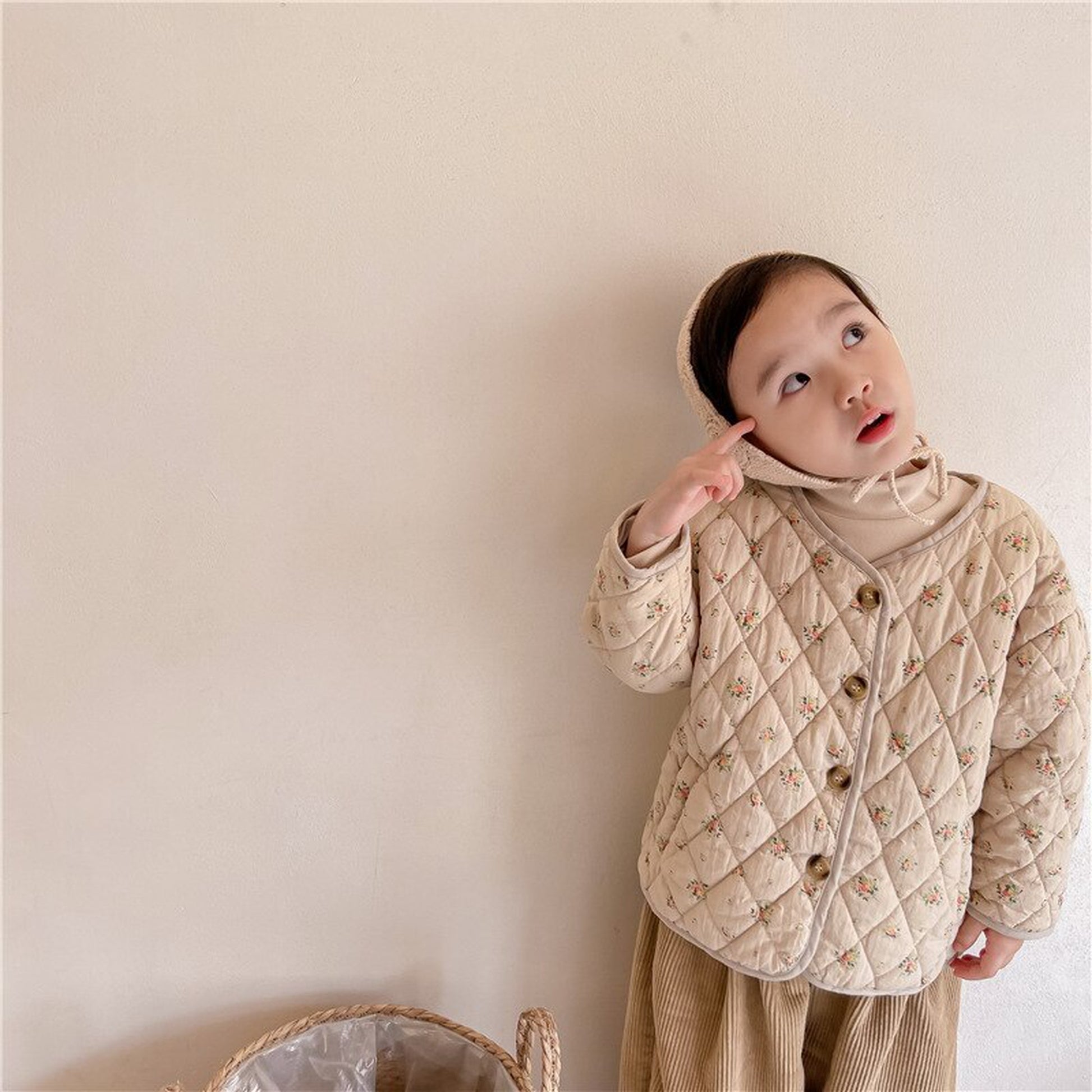 -キッズ フラワー キルティング ジャケット コート【mh0000277】 - mamahalo shop - ショートコート・ジャケット・ジャンパー -  べビー服 - 子供服 - 男の子 - 女の子