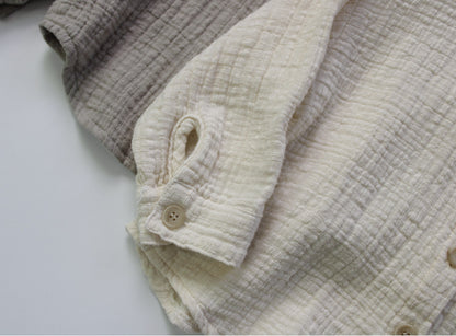 -キッズ コットンリネン シャツ - mamahalo shop - 長袖シャツ・ブラウス -  べビー服 - 子供服 - 男の子 - 女の子