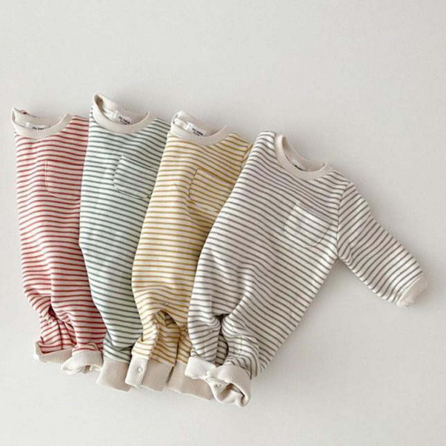 -ベビー ボーダー ロンパース ジャンプスーツ【mh0000198】 - mamahalo shop - 長袖ロンパース -  べビー服 - 子供服 - 男の子 - 女の子