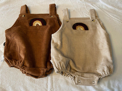 -ベビー コーデュロイ レインボー ロンパース - mamahalo shop - ノースリーブロンパース -  べビー服 - 子供服 - 男の子 - 女の子