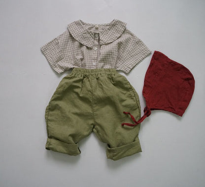 -キッズ ギンガムチェック ブラウス シャツ - mamahalo shop - 半袖シャツ・ブラウス -  べビー服 - 子供服 - 男の子 - 女の子