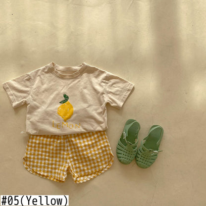 -キッズ フルーツ セットアップ Tシャツ チェック パンツ 48902210 - mamahalo shop - 半袖セットアップ -  べビー服 - 子供服 - 男の子 - 女の子