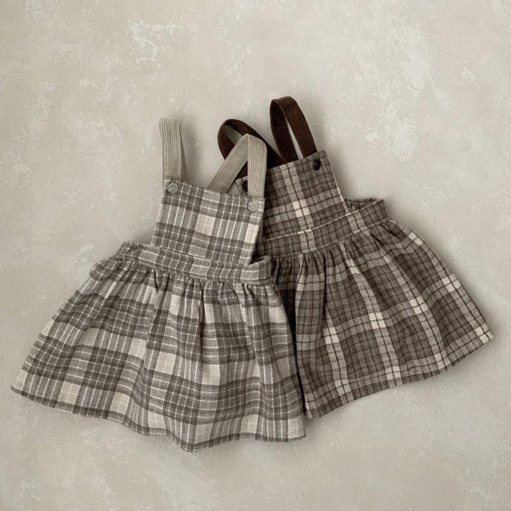 -ベビー キッズ チェック サスペンダー スカート ジャンパースカート - mamahalo shop - ノースリーブワンピース -  べビー服 - 子供服 - 男の子 - 女の子